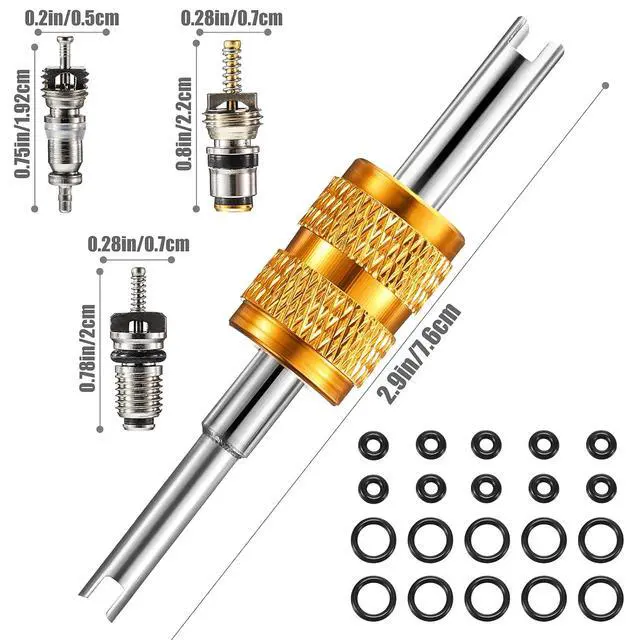 Alt view image 3 of 6 - R134A R1234YF Valve Core Tool 35 Pcs Air Condition Valve Core Refrigeration Schrader Valve Core 3 Pcs Remover Tool with 20 Pcs O-Ring Rubber Seal for Car (A/C R12 R134a R1234YF)