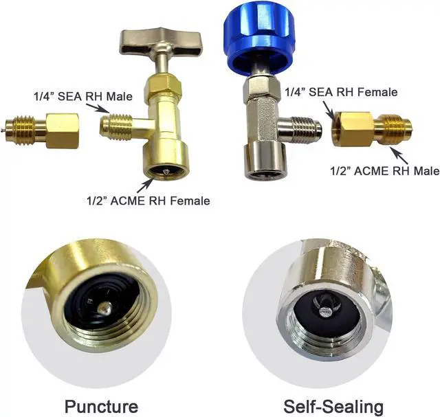 Alt view image 3 of 7 - R1234yf Quick Couplers Connectors Kit, High & Low Couplers Set with Valve Core Remover for 1/4" & 1/2" HVAC Charging Hoses and R1234yf Adapter Tool Kit with Self-Sealing & Puncture Can Tap