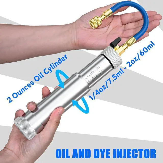 Alt view image 2 of 7 - AC Oil Injector Kit, A/C Dye Oil Injector with R1234YF Low Side Quick Coupler and QC12 Quick Coupler, for R1234YF R134A R22 R12 Refrigerant System