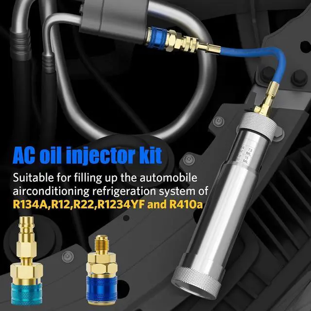 Alt view image 6 of 7 - AC Oil Injector Kit, A/C Dye Oil Injector with R1234YF Low Side Quick Coupler and QC12 Quick Coupler, for R1234YF R134A R22 R12 Refrigerant System