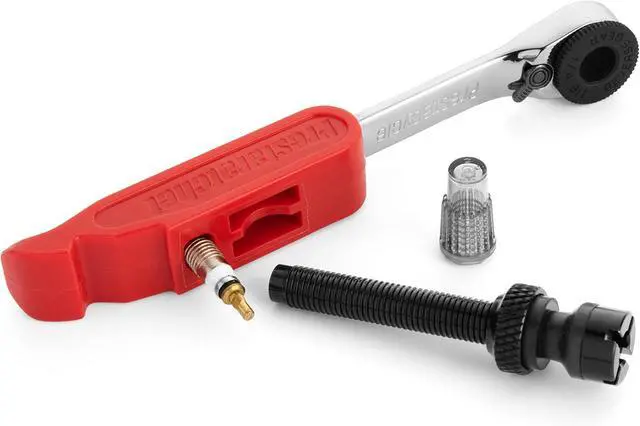 Alt view image 2 of 7 - Prestaratchet GO 6-in-1 Bicycle Multi-Tool Wallet Kit Ratcheting Wrench, Tire Lever, Valve Core Tool, Chain Breaker, Bead Lifter & Tubeless Plugger 25g Compact Bike Repair Kit