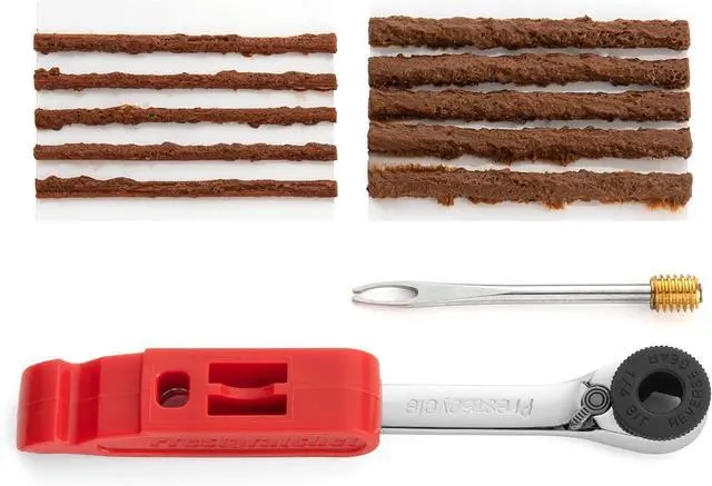 Alt view image 6 of 7 - Prestaratchet GO 6-in-1 Bicycle Multi-Tool Wallet Kit Ratcheting Wrench, Tire Lever, Valve Core Tool, Chain Breaker, Bead Lifter & Tubeless Plugger 25g Compact Bike Repair Kit
