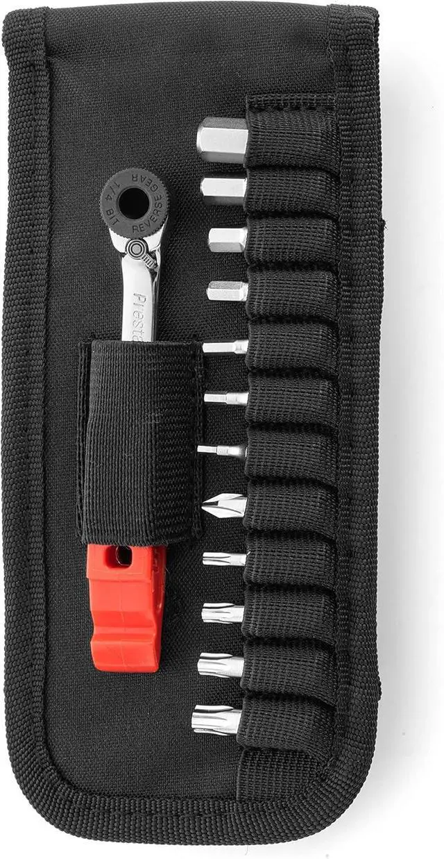 Alt view image 7 of 7 - Prestaratchet GO 6-in-1 Bicycle Multi-Tool Wallet Kit Ratcheting Wrench, Tire Lever, Valve Core Tool, Chain Breaker, Bead Lifter & Tubeless Plugger 25g Compact Bike Repair Kit