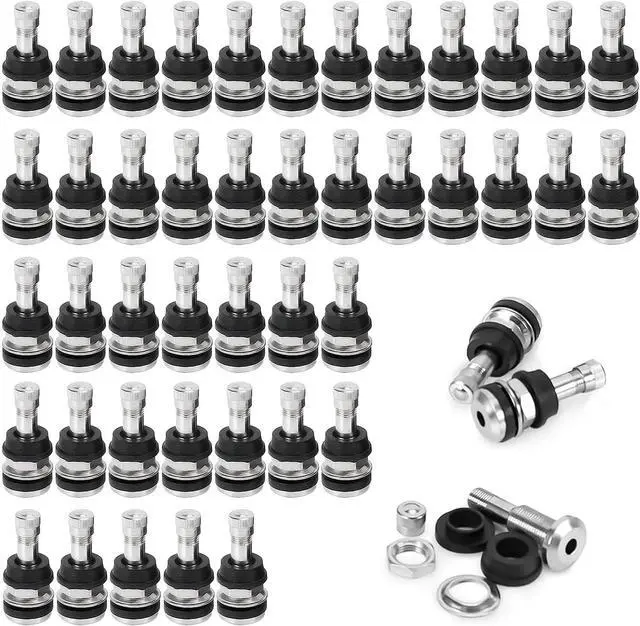 Main image of 50 Pieces TR416 Metal Valve Stems Outer Mount Fits .453" & .625" Rim Holes