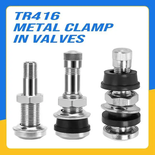 Alt view image 4 of 6 - 50 Pieces TR416 Metal Valve Stems Outer Mount Fits .453" & .625" Rim Holes