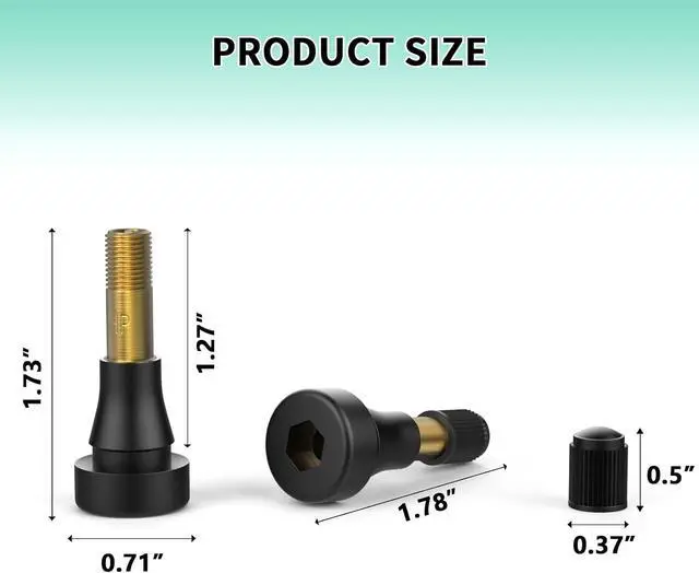 Alt view image 2 of 7 - 100PCS TR600HP Tire Valve Stems, High Pressure Brass Rubber Snap-in Tire Wheel Valve Stem for Most Car Auto Tires