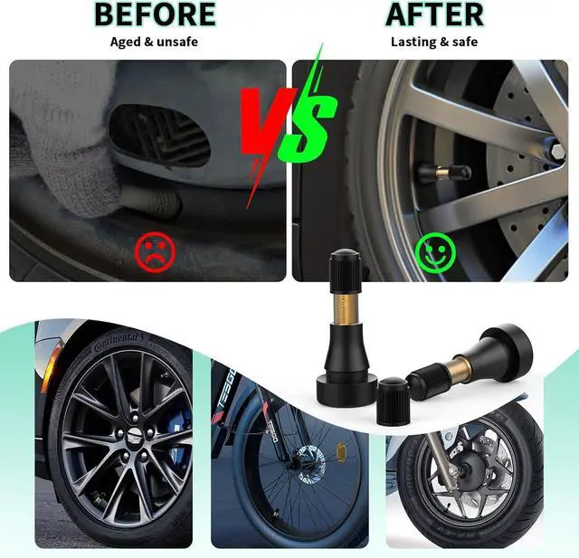 Alt view image 3 of 7 - 100PCS TR600HP Tire Valve Stems, High Pressure Brass Rubber Snap-in Tire Wheel Valve Stem for Most Car Auto Tires