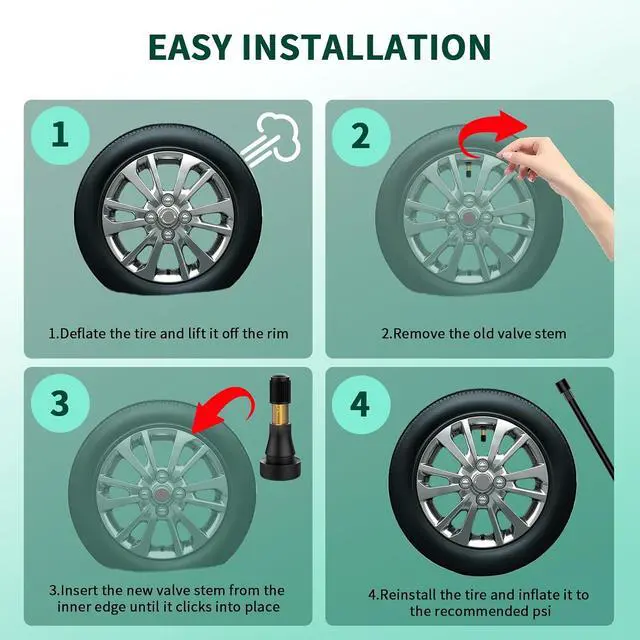 Alt view image 6 of 7 - 100PCS TR600HP Tire Valve Stems, High Pressure Brass Rubber Snap-in Tire Wheel Valve Stem for Most Car Auto Tires