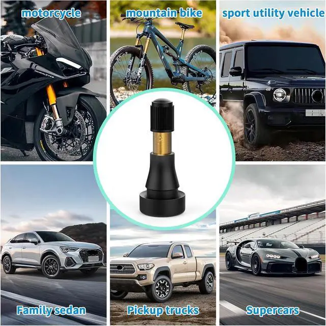 Alt view image 7 of 7 - 100PCS TR600HP Tire Valve Stems, High Pressure Brass Rubber Snap-in Tire Wheel Valve Stem for Most Car Auto Tires