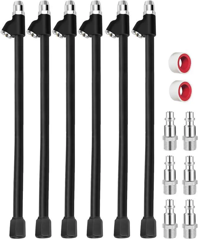 Main image of 6-Pack 12" Air Chuck Set - Dual Head Tire Chuck with Brass Valve Core, 1/4" FNPT Air Chucks for Tires with 6 Quick Plugs, Air Compressor Attachments for Truck RV Dually Tires, Semi Truck Accessories