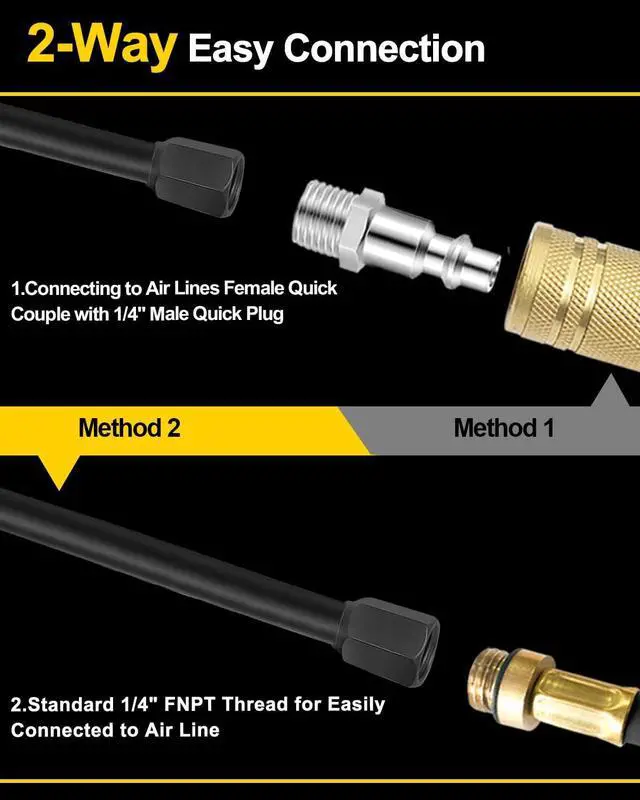 Alt view image 3 of 7 - 6-Pack 12" Air Chuck Set - Dual Head Tire Chuck with Brass Valve Core, 1/4" FNPT Air Chucks for Tires with 6 Quick Plugs, Air Compressor Attachments for Truck RV Dually Tires, Semi Truck Accessories