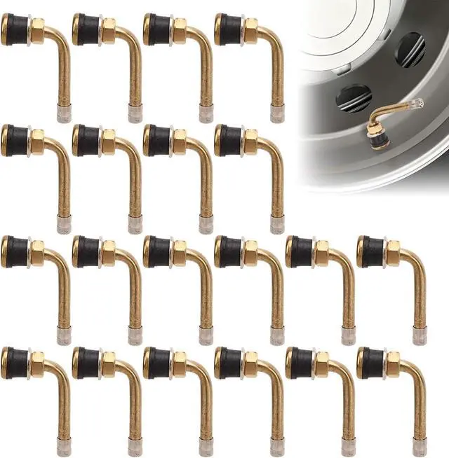 Main image of 20PCS 90 Degree Valve Stem, Valve Stem Replacement Kit, TR570C Copper Scratch Resistant Tire Valve, Stem Extension Adaptor for Truck Trailer RV Recreational Vehicle