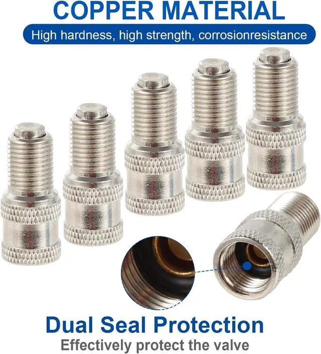 Alt view image 3 of 7 - V2B Double Seal Valve Stem Cap, Suitable for High Pressure Truck, Car, RV, Bus Tire Valves, Brass Nickel-Plated, Double Protection, Pack of 50
