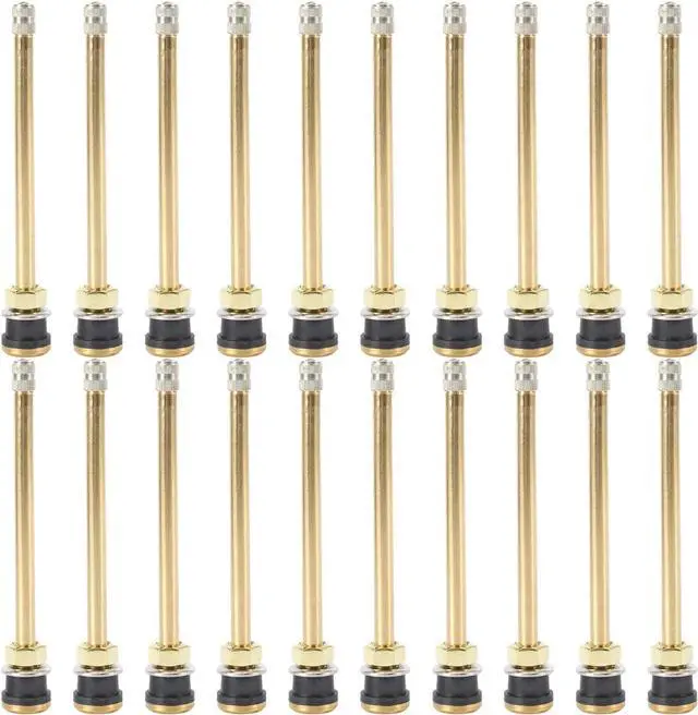 Main image of 20 Pcs 5in Clamp in Truck Valve Stems, Truck Tire Valve Stems Straight Truck Valve Stems TR574 Copper Tubeless Straight Valve Stem Extension Adaptor for 0.625in Valve Bore Stems Replacement Kit