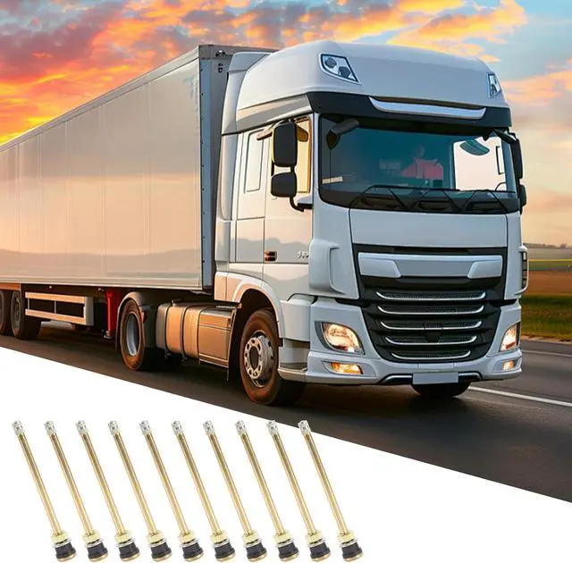 Alt view image 4 of 7 - 20 Pcs 5in Clamp in Truck Valve Stems, Truck Tire Valve Stems Straight Truck Valve Stems TR574 Copper Tubeless Straight Valve Stem Extension Adaptor for 0.625in Valve Bore Stems Replacement Kit