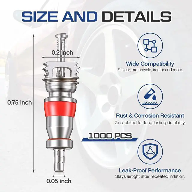 Alt view image 2 of 7 - 1000 Pcs Premium Tire Valve Cores, Zinc Alloy Valve Stem Core Replacement, TPMS Safe, Individually Packed, Universal for Most Automotive Car Truck Rv ATV Motorcycle Bicycle Air Conditioning