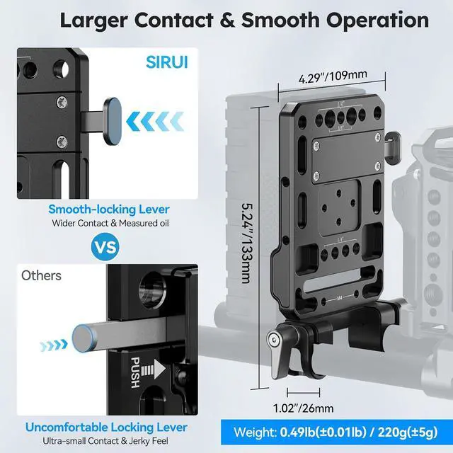 Alt view image 6 of 7 - V-Lock Base and Wedge Kit, Universal V Mount Battery Plate with Dual 15mm Rod Clamp for Camera Power Supply, Quick Release Set with Multi Mounting Points, AM-VM01
