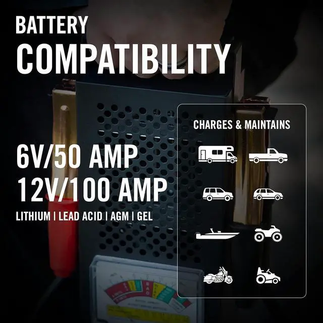 Alt view image 7 of 7 - Battery Load Tester 12 Volt at 100 Amps / 6 Volt at 50 Amps Battery Tester - Test Battery Load for 12V or 6V Batteries - Battery Health Checker, Check Starter Motor Draw - 026-0020