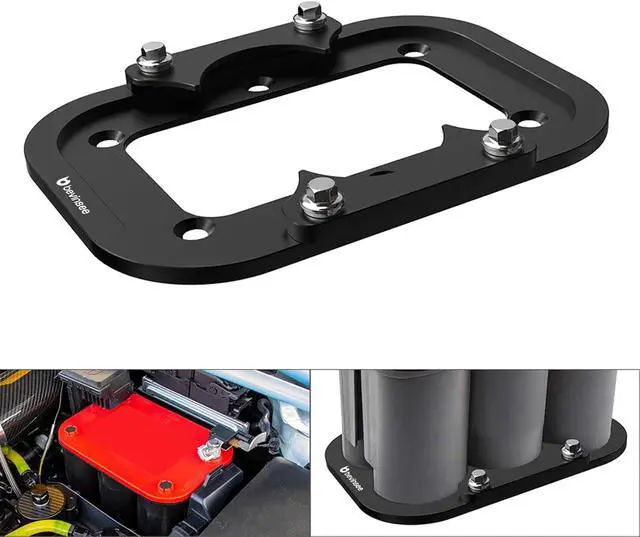 Alt view image 2 of 7 - Battery Tray Hold Down Mount Aluminum Compatible with Optima Red Yellow Blue Top 34 34/78 D34 D34/78 34M D34M Trunk Battery Hold Down Bracket, Not Compatible with 34R, D75