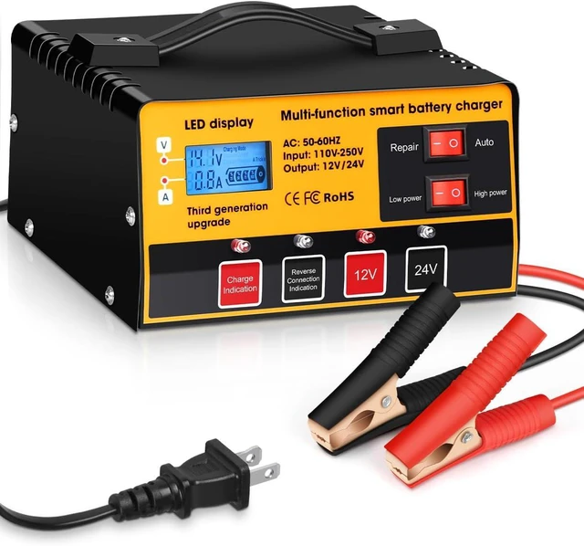 Main image of 12V-12A/24V-8.5AMH Smart Automatic Car Battery Charger High/Low Power Trickle Charger, Battery Maintainer & Desulfator for Motorcycle Lawn Mower Marine Lead Acid Batteries