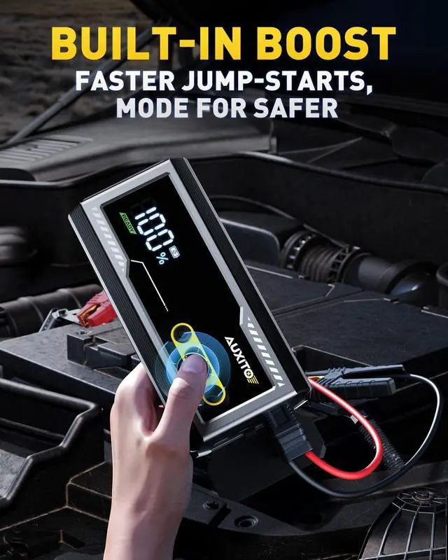 Alt view image 3 of 7 - Jump Starter 8000A Portable Car Battery Jump Starter with Large LCD Display Jump Cable with Smart Clamps Power Bank Emergency Flashlight for Cars Heavy Duty Jumper Box for Car Battery