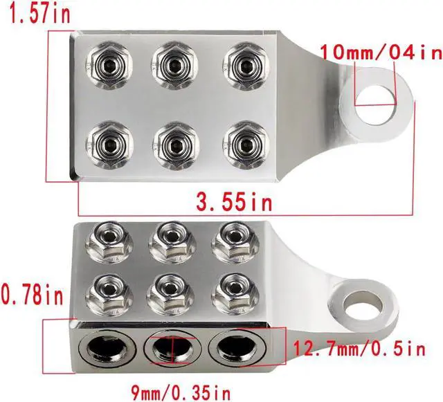 Alt view image 2 of 7 - 12 Way Battery Terminal Connectors Clamps 1 Pair +/- M10 4/0-8 AWG RV Truck Car