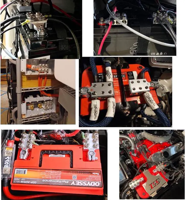 Alt view image 7 of 7 - 12 Way Battery Terminal Connectors Clamps 1 Pair +/- M10 4/0-8 AWG RV Truck Car