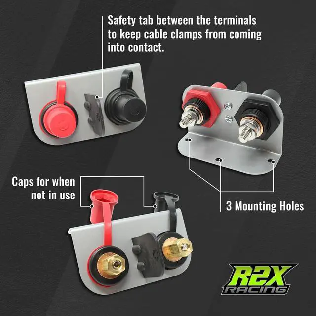 Alt view image 5 of 7 - Remote Battery Terminals Car Battery Terminal Jumper Battery Post Terminals Battery Relocation Kit with Heavy Duty Steel Mounting Bracket for UTV ATV Car Trucks RV Tractor Mower Boat
