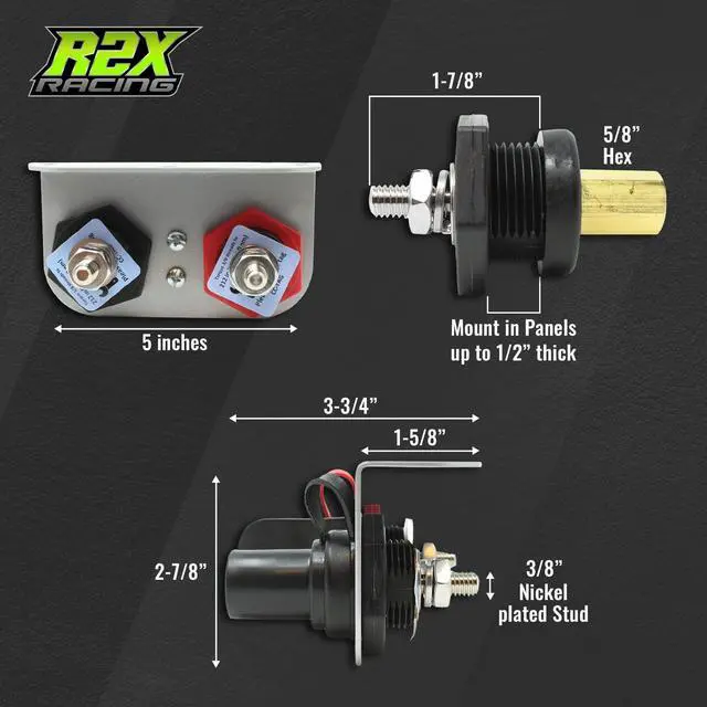 Alt view image 6 of 7 - Remote Battery Terminals Car Battery Terminal Jumper Battery Post Terminals Battery Relocation Kit with Heavy Duty Steel Mounting Bracket for UTV ATV Car Trucks RV Tractor Mower Boat