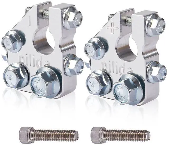 Main image of Battery Terminal Connectors,Multi Power Block,Positive & Negative(+/-),Applicable to SAE,5 Way Battery Terminal Clamps for Marine Car Boat RV and Vehicles, Aluminum 1Pair