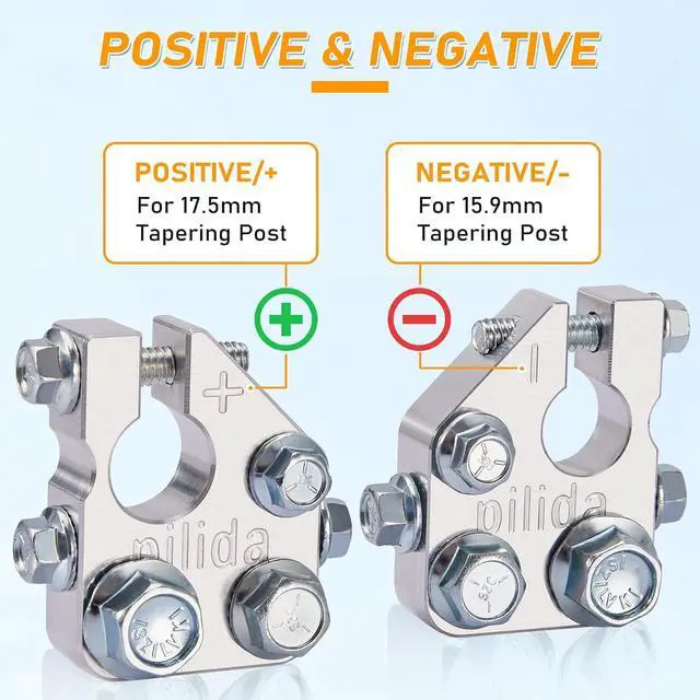 Alt view image 3 of 7 - Battery Terminal Connectors,Multi Power Block,Positive & Negative(+/-),Applicable to SAE,5 Way Battery Terminal Clamps for Marine Car Boat RV and Vehicles, Aluminum 1Pair