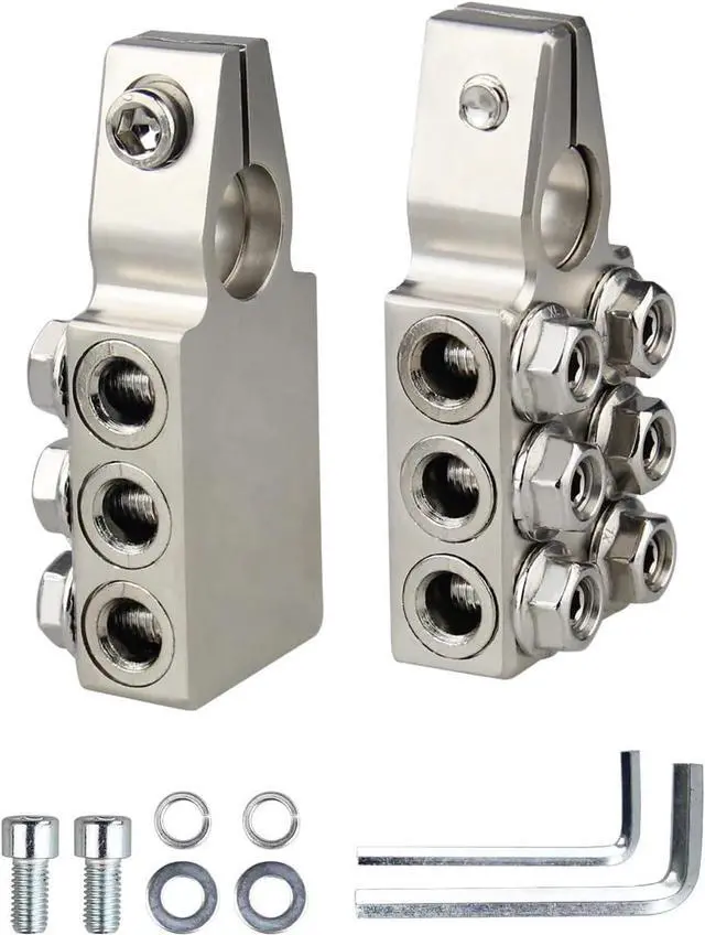 Main image of 12 Way Battery Terminal Connectors Clamps 1 Pair +/- M10 4/0-8 AWG RV Boat ATV
