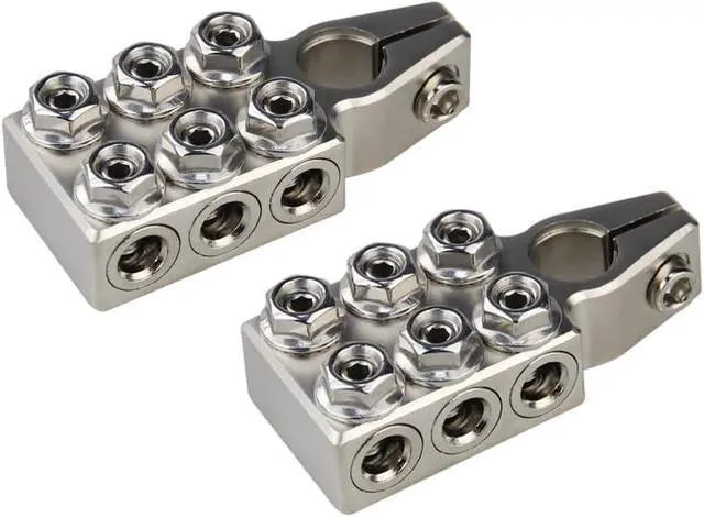 Alt view image 4 of 7 - 12 Way Battery Terminal Connectors Clamps 1 Pair +/- M10 4/0-8 AWG RV Boat ATV