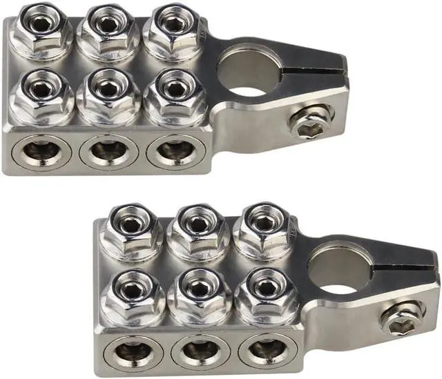 Alt view image 3 of 7 - 12 Way Battery Terminal Connectors Clamps 1 Pair +/- M10 4/0-8 AWG RV Boat ATV