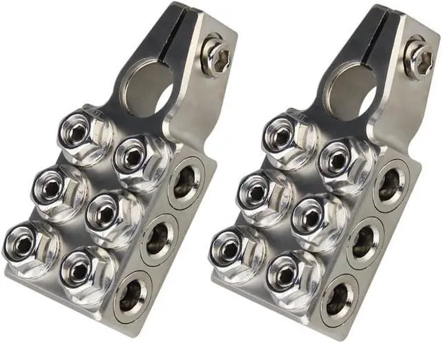Alt view image 5 of 7 - 12 Way Battery Terminal Connectors Clamps 1 Pair +/- M10 4/0-8 AWG RV Boat ATV