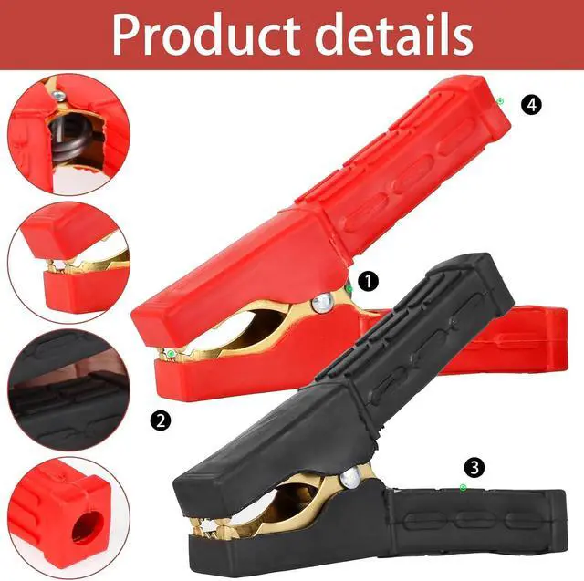 Alt view image 6 of 7 - Battery Clamps, 20 Pack Jumper Cable Clamps, 12V-24V Pure Copper Alligator Clips Electrical, 500-1000A Battery Terminal Clamps with Insulated Handle for Car Truck Auto Vehicle