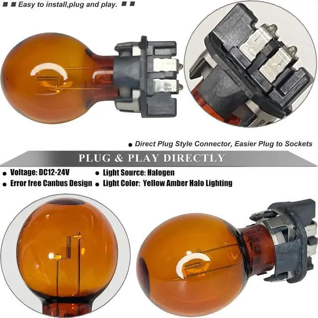 Alt view image 4 of 6 - Front Turn Signa Lights Bulbs for Ford 2013-2020 Fusion, 2014-2023 Transit Connect, 2019-2024 Edge Amber Halogen Turn Signal Blinkers/Parking Flasher Light Lamp Bulbs DS7Z13466A