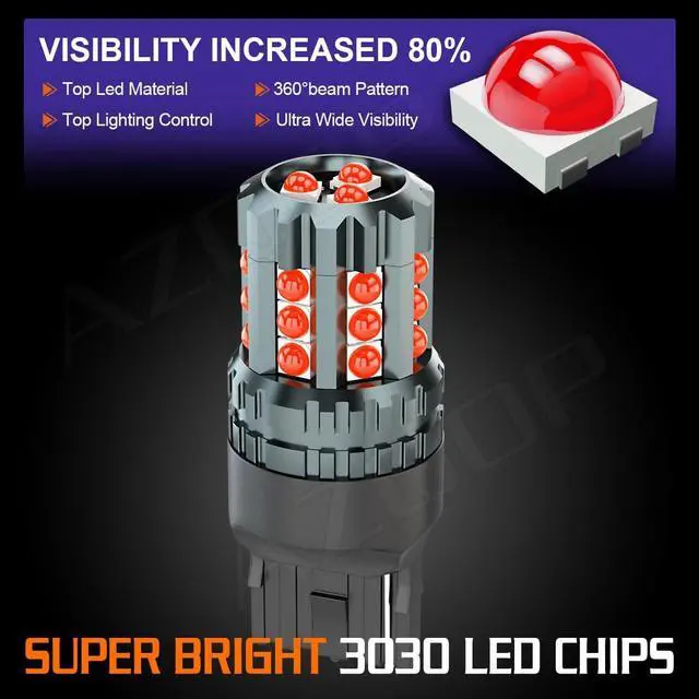Alt view image 3 of 7 - 7444 LED Brake/Tail Light Bulbs For Chevy Silverado 1500 2500 3500 2015 2016 2017 2018 2019 2020 2021 2022, 300% Brightness, Brilliant Red, 7440R 7443R Taillight, Plug and Play, Waterproof, Pack of 4