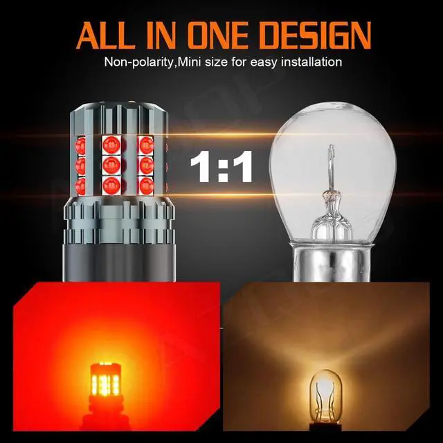 Alt view image 4 of 7 - 7444 LED Brake/Tail Light Bulbs For Chevy Silverado 1500 2500 3500 2015 2016 2017 2018 2019 2020 2021 2022, 300% Brightness, Brilliant Red, 7440R 7443R Taillight, Plug and Play, Waterproof, Pack of 4