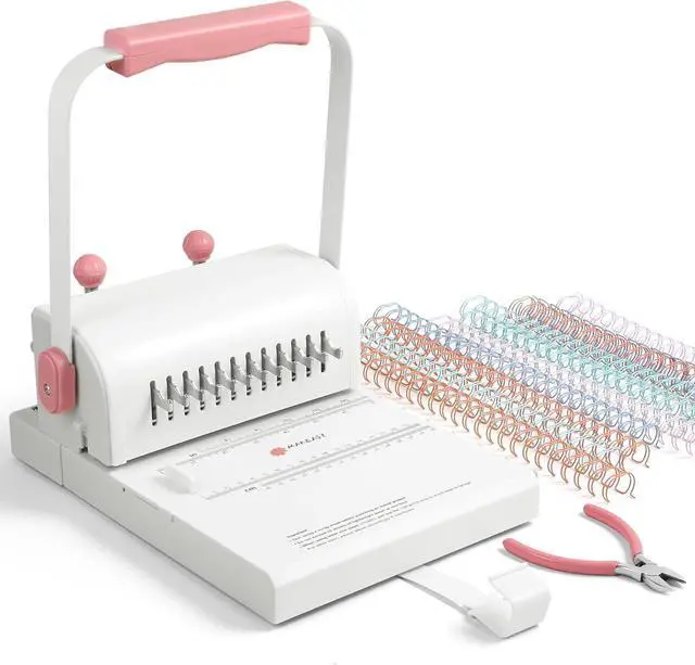 Main image of Binding Machine Hole Pitch 2:1 - Portable Book Binding Kit with 10PCS 5/8'' Binding Wires & Plier, for DIY Notebooks, Albums, Journals, and Calendars Circle Holes, 20 Sheet Punch Capacity