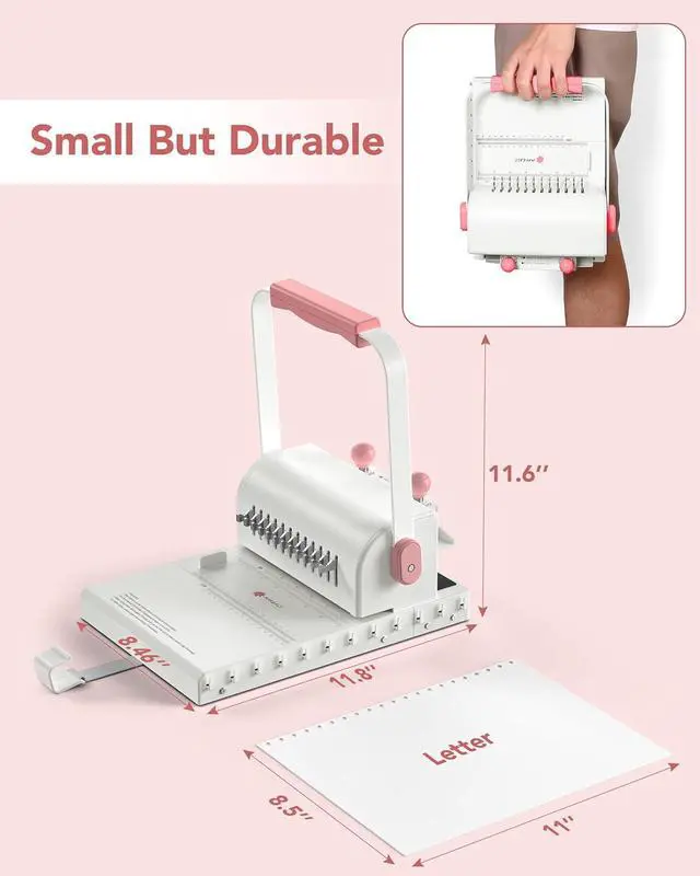 Alt view image 3 of 7 - Binding Machine Hole Pitch 2:1 - Portable Book Binding Kit with 10PCS 5/8'' Binding Wires & Plier, for DIY Notebooks, Albums, Journals, and Calendars Circle Holes, 20 Sheet Punch Capacity