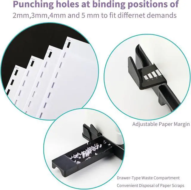 Alt view image 2 of 7 - Binding Machine, 19-Hole, 450 Sheets, Comb Binder Machines with 100 PCS 1/2" Comb Spines, for Letter Size, A5 or Smaller Sizes