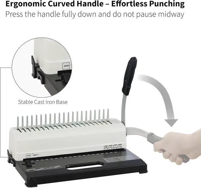 Alt view image 3 of 7 - Binding Machine, 19-Hole, 450 Sheets, Comb Binder Machines with 100 PCS 1/2" Comb Spines, for Letter Size, A5 or Smaller Sizes