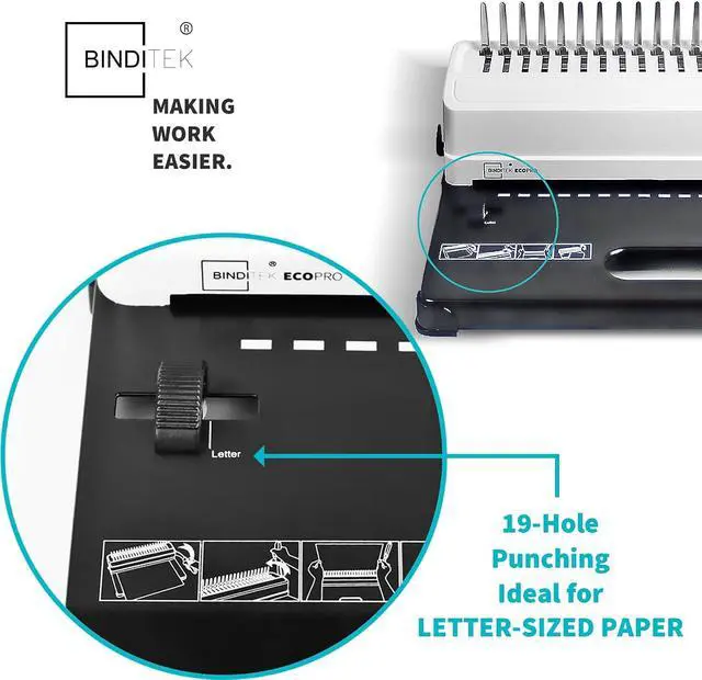 Alt view image 4 of 7 - Binding Machine, 19-Hole, 450 Sheets, Comb Binder Machines with 100 PCS 1/2" Comb Spines, for Letter Size, A5 or Smaller Sizes
