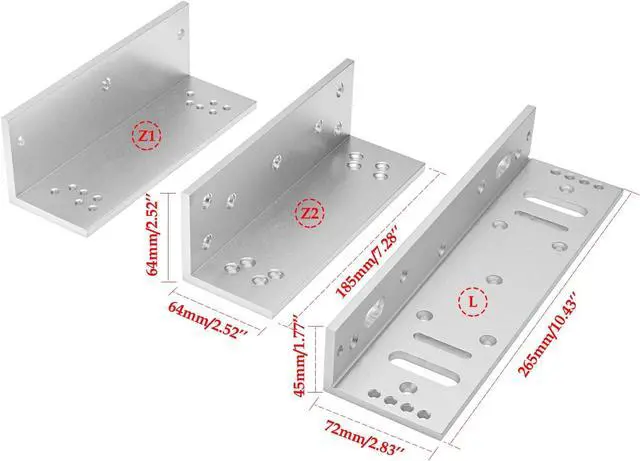 Alt view image 4 of 7 - Electromagnetic Lock with Z and L Bracket 1200LBS 500KG Holding Force Electric Magnetic Door Lock 12V Fail Safe NC Mode for Access Control System