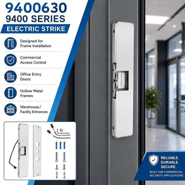 Alt view image 5 of 7 - 9400630 9400 Series Electric Strike, Satin Stainless Steel Finish, Perfect Replacement for HES - 9400630 9400 Series Stainless Steel Slim-Line Surface Mounted Electric Strike Body
