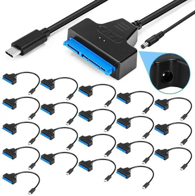 Main image of 20 Pcs SATA to USB Type-C Adapter Cable SATA I/II/III Hard Drive Adapter 3.0 Converter Cord External Converter with DC Power Port Hard Drive Cable for 2.5" SSD/HDD and 3.5" HDD Data Transfer