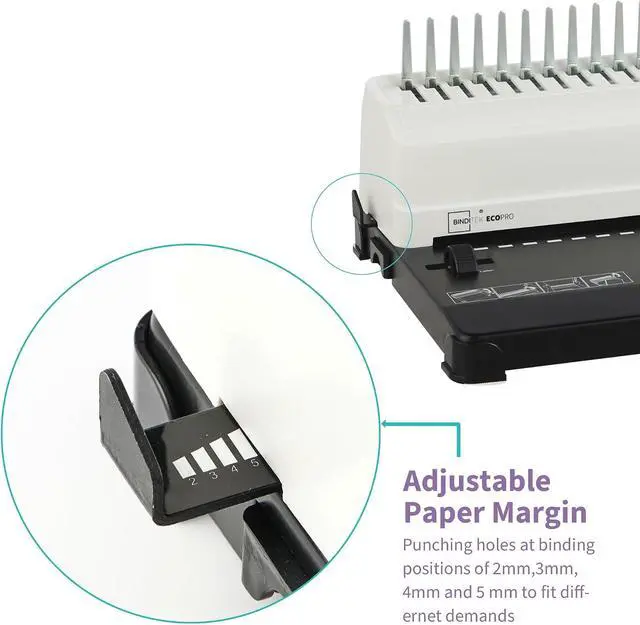 Alt view image 7 of 7 - Binding Machine, 19-Hole, 450 Sheets, Comb Binder Machines with 100 PCS 1/2" Comb Spines, for Letter Size, A5 or Smaller Sizes