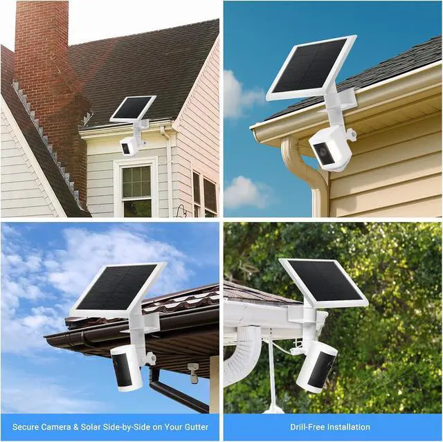 Alt view image 3 of 7 - 2-in-1 No-Drill Gutter Mount Bracket for Ring Cameras & Solar Panels