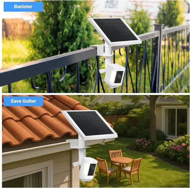 Alt view image 4 of 7 - 2-in-1 No-Drill Gutter Mount Bracket for Ring Cameras & Solar Panels